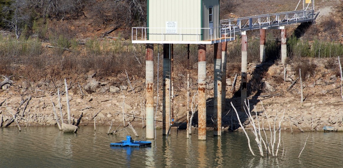 Elevation at Lake Palo Pinto during the drought that ended in 2015